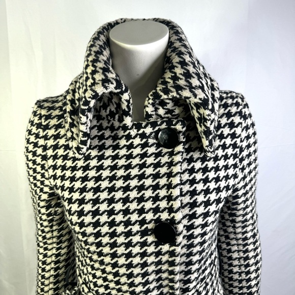 SOIA & KYO BLACK AND WHITE WOOL COAT HOUNDSTOOTH JACKET MADE IN CANDA SIZE SMALL - Picture 7 of 16